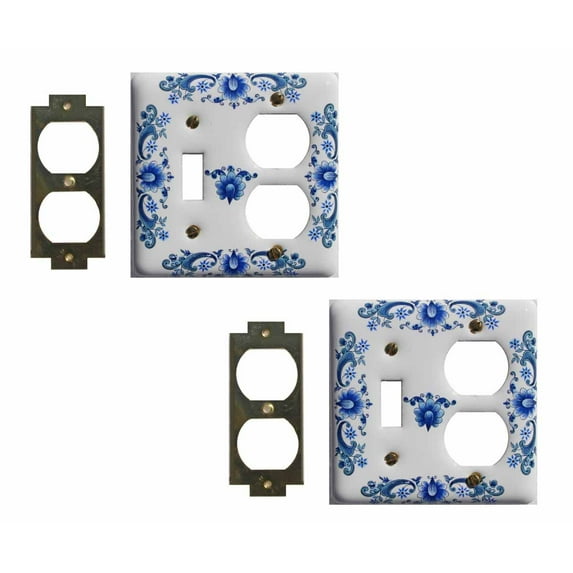 Switch Plate White Delft Porcelain Toggle/Outlet Pack of 2 Renovators Supply