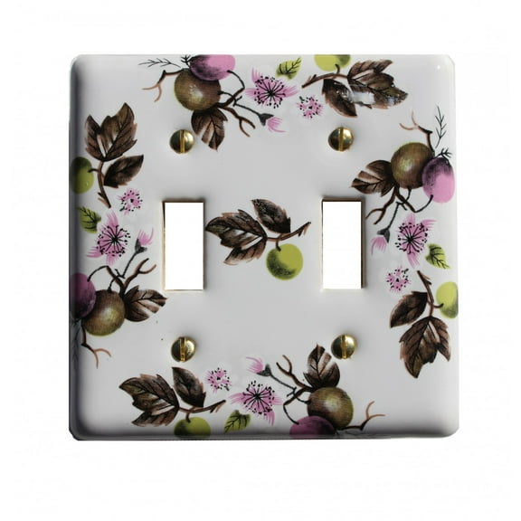 Switch Plate White Porcelain Apple Tree 2 Toggle Switch | Renovator's Supply
