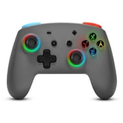 Switch Pro Controller, 9 Colors RGB Lights with BackButton/Dual Vibration/6-Axis Motion Bluetooth Wireless Control for Switch/Switch Lite/Switch OLED,5 Levels Adjustable Vibration