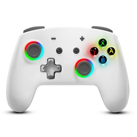 Switch Pro Controller, 9 Colors RGB Lights with BackButton/Dual Vibration/6-Axis Motion Bluetooth Wireless Control for Switch/Switch Lite/Switch OLED,5 Levels Adjustable Vibration