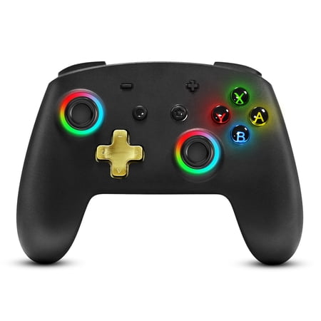 Switch Pro Controller, 9 Colors RGB Lights with BackButton/Dual Vibration/6-Axis Motion Bluetooth Wireless Control for Switch/Switch Lite/Switch OLED,5 Levels Adjustable Vibration