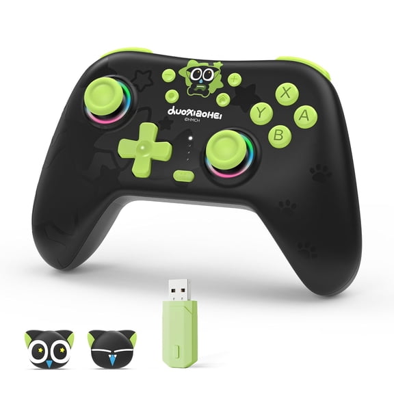 Switch Pro Controller Hall Effect Joysticks (Zero Drift) Tri-Mode (BT/2.4G/Wired) 6-Axis Gyro Dual Vibration 1000mAh Luo Xiao Hei Controller for Switch 2/1/OLED/Lite PC Android iOS Device