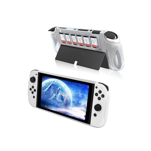 Switch Protective Case for Nintendo Switch OLED , Stand Cover with 6 Game Card Storage for NS Switch OLED Console & Joycon Controller, Shockproof & Anti-Scratch