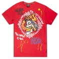 thumbnail image 1 of Switch Remarkable Men's T-Shirt Iridescent Applique Embroidered Skull Tee (Medium, Red), 1 of 1