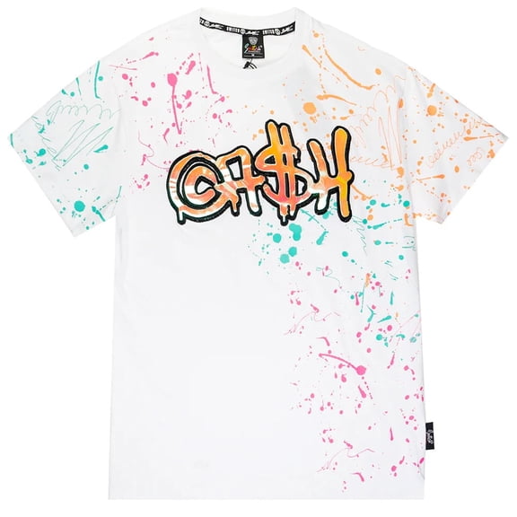 Switch Remarkable Men's T-Shirt Metallic Applique Cash Paint Splatter Tee (X-Large, White)