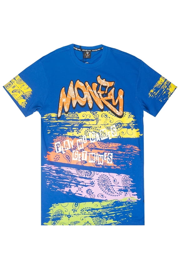 Men's T-Shirt Paisley Paint Brush Play No Games Get Mines Tee (X-Large, Royal)