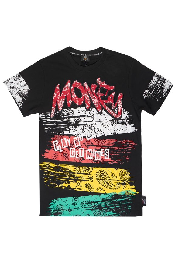 Men's T-Shirt Paisley Paint Brush Play No Games Get Mines Tee (XX-Large, Black)