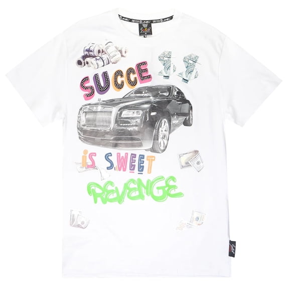Switch Remarkable Men's T-Shirt Succe Is Sweet Revenge Rolls Royce Money Tee (Large, White)