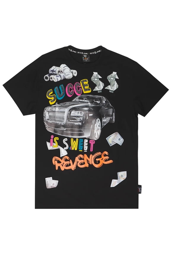 Men's T-Shirt Succe Is Sweet Revenge Rolls Royce Money Tee (X-Large, Black)
