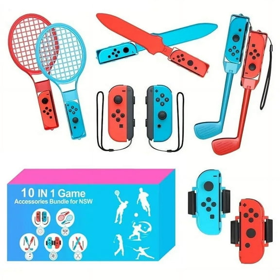 Switch Sports Accessories Bundle -10 in 1 Family Accessories Kit for Sports Games Compatible with Switch/OLED