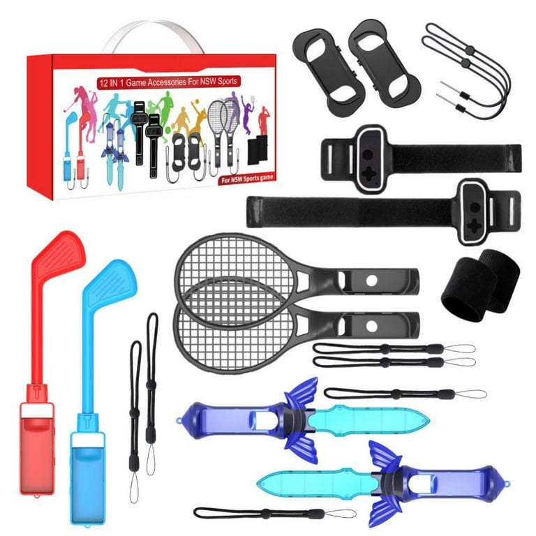 Switch Sports Accessories Bundle - 12 in 1 Family Accessories Kit for Nintendo Switch & OLED GamesWrist Dance Bands & Leg Strap, Comfort Grip Case