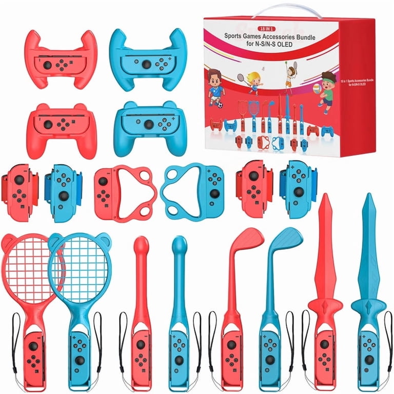 Switch Sports Accessories Bundle, 18 in 1 Family Accessories Kit