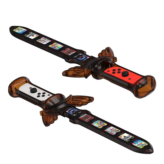 Sports Game Accessories Compatible with Nintendo Switch, Game Sword for Chambara Tears Of The Kingdom & Skyward Sword with 12 Game Card Slots-Brown