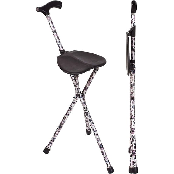 Switch Sticks Folding Walking Cane with Built-In Seat, Lightweight Aluminum, 34 in. Tall, 220 lb. Capacity, Travel and Outdoor Support