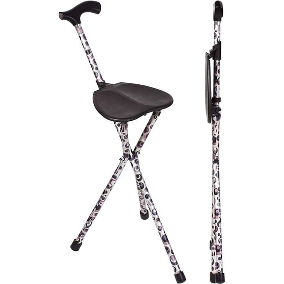 Switch Sticks 34" Tall Folding Walking Cane with Seat for Seniors & Adults – Lightweight Aluminum Frame, 220 Lb Capacity, Travel & Outdoor, FSA/HSA Eligible