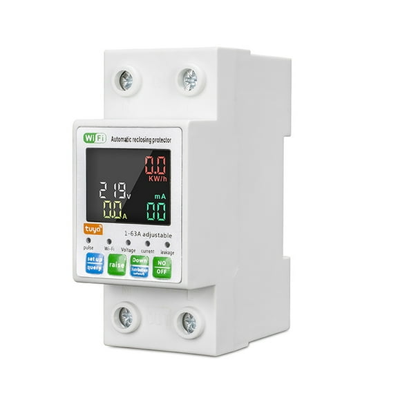 Switch Tuya WiFi Intelligent Circuit Breaker Backlit Single-Phase Energy Meter Auto-Reclosing Protector With LCD Display Support APP Remote Control Over/Under Voltage Over-Current