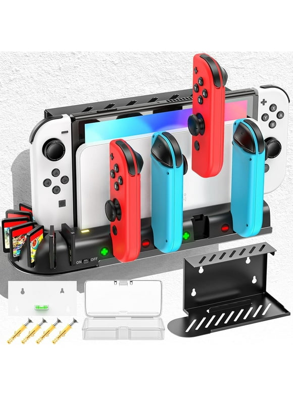 Switch Wall Mount with Joy-Con Charger Bundle Kit for Switch & Switch OLED