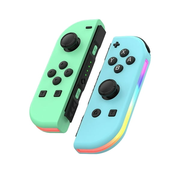 Switch Wireless Controllers with LED Light Replacement Wireless Gamepad Joy-con Dual Vibration (Green&Blue)