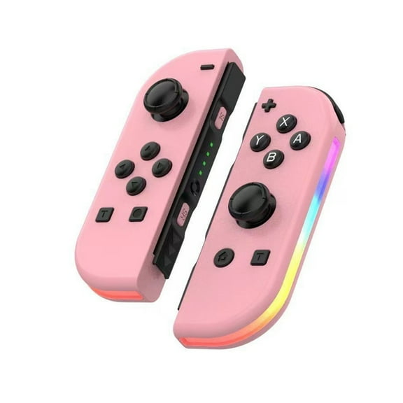 Switch Wireless Controllers with LED Light Replacement Wireless Gamepad Joy-con Dual Vibration (Pink)
