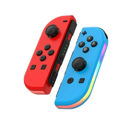 Switch Wireless Controllers with LED Light Replacement Wireless Gamepad Joy-con Dual Vibration (Red&Blue)