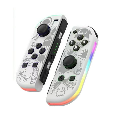 Switch Wireless Controllers with LED Light Replacement Wireless Gamepad Joy-con Dual Vibration (White Splatoon)