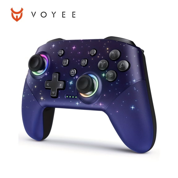 Switch controller with 9 colors RGB light/program light/vibration/turbo/wake function, LED Star Wireless Professional Controller Compatible with Switch/Lite/OLED, Multi-Platform Windows PC/IOS/Androi