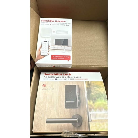 SwitchBot Fingerprint Smart Lock for Existing Deadbolt with Hub with SwitchBot Hub Mini Smart Remote - IR Blaster, Link SwitchBot to Wi-Fi (Support 2.4GHz)