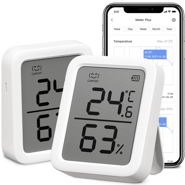 SwitchBot Thermometer & Hygrometer Plus, Smart Bluetooth Temperature Humidity Sensor, 3" LCD