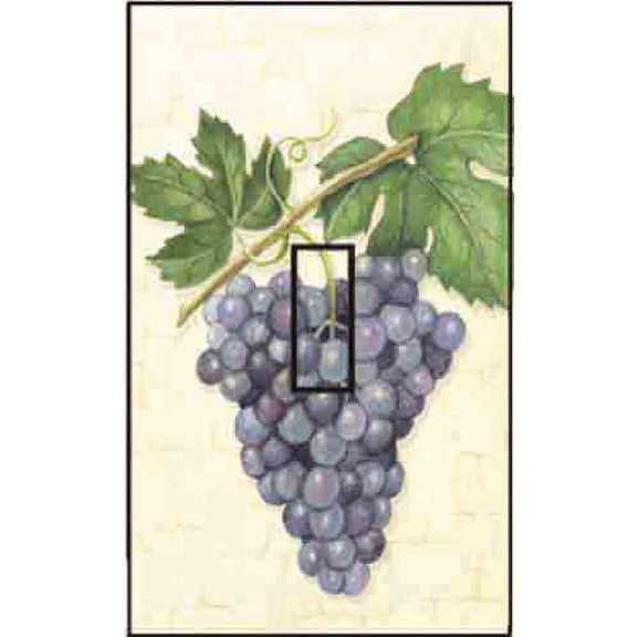 Grapes Single Toggle SwitchStix Peel and Stick Art Deco Switch Plate Cover Applique Washable Heat/Steam/Water-Resistant - 1 unit