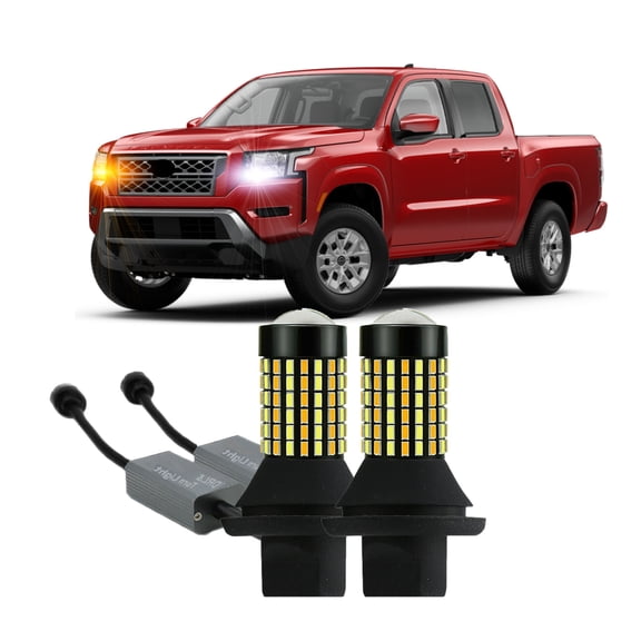 Switchback Dual Color LED Bulbs For Nissan Frontier 2009-2025 Front Turn Signal Light + Daytime Running Lights DRL Yellow White