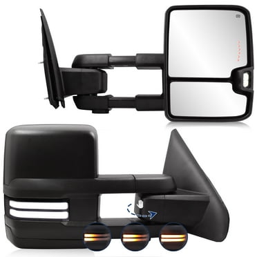 SANOOER Smoked Switchback Towing Mirrors For Dodge Ram 2002-2009 – Manual Fold, Heated, Puddle Lights