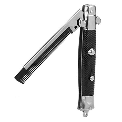 Switchblade Comb, Foldable Stainless Steel Hair Comb with Automatic