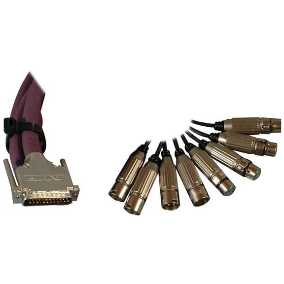 Switchcraft 10' DB25 Female to 4 XLR Male and Female Breakout Cable, Tascam DTRS/Digidesign Pinout