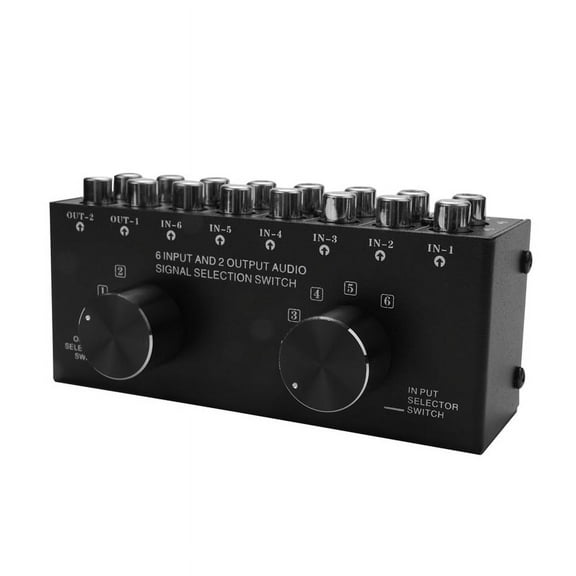Switcher 6 in 2 Out or 2 in 6 Out Headphone Speaker Switcher Stereo Signal Switcher, Interface Adopts Manual Switch