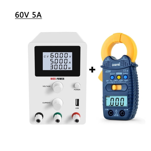 Switching DC Lab Power Supply Voltage Regulators 30V 10A 120V 3A Adjustable Unit Bench Source With Clamp Multimeter ,Safe Reliable