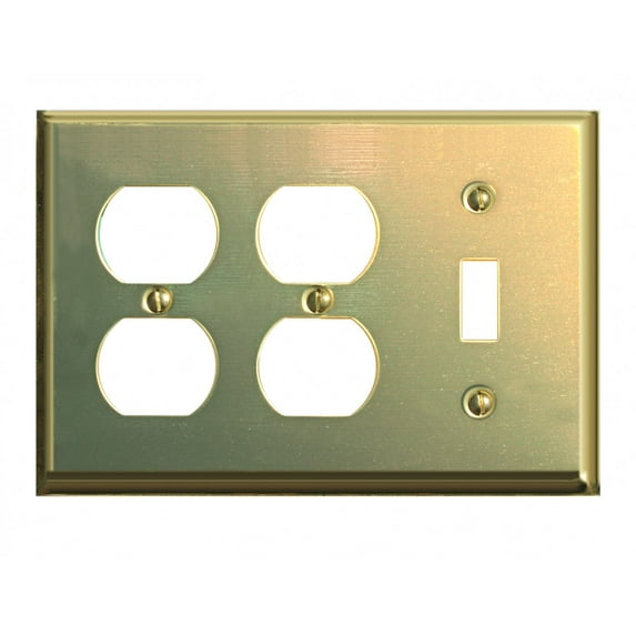 Switchplate Bright Solid Brass Double Outlet/Toggle | Renovator's Supply