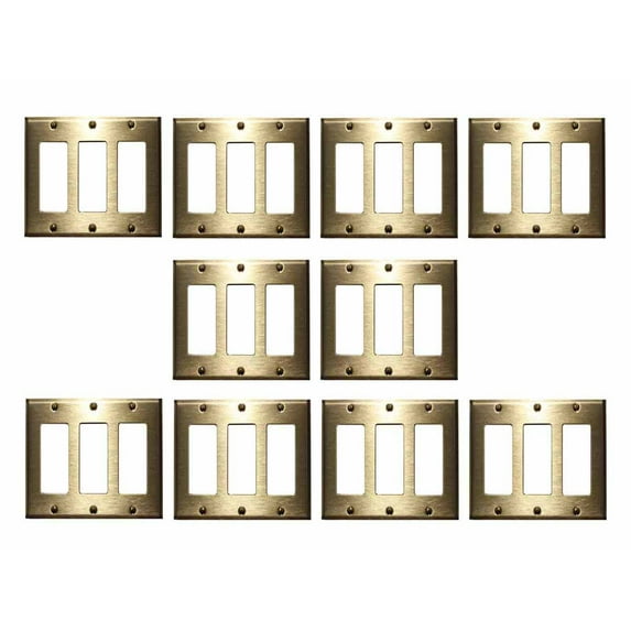 Switchplate Brushed Solid Brass Pack of 10 Wall Switch Plates Renovators Supply