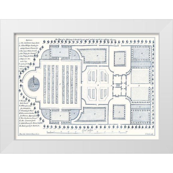 Switzer, Stephen 14x11 White Modern Wood Framed Museum Art Print Titled - Kitchen Garden Plan I