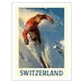 thumbnail image 1 of Switzerland - Alps Skiing - Vintage Travel Poster c.1950s - Fine Art Matte Paper Print (Unframed) 20x26in, 1 of 4