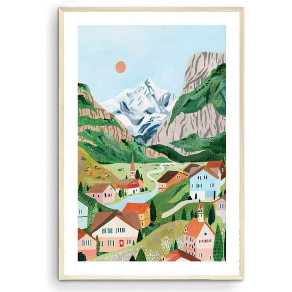Switzerland Art Print, Mountain Wall Art, Swiss Alps Poster, Grindelwald Print, Lauterbrunnen, Travel Poster, Travel Gift, Housewarming Gift (Unframed) (27x40)