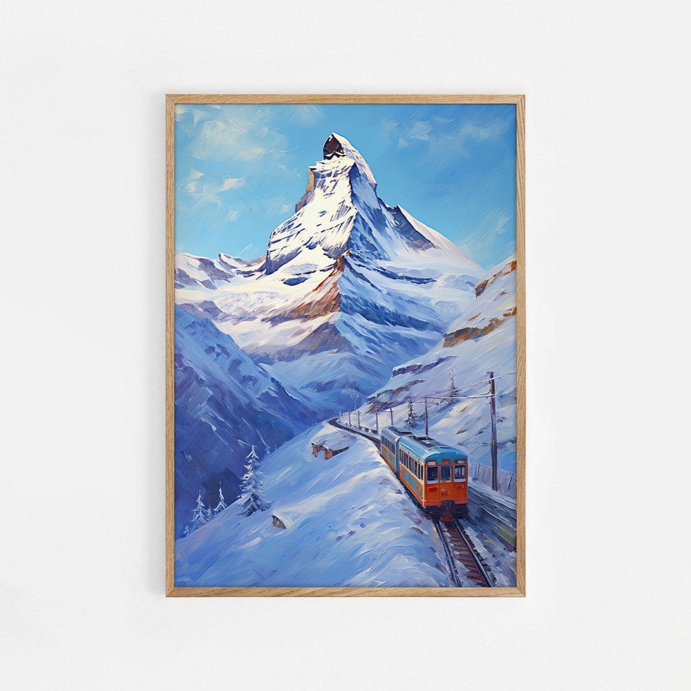 Wee Blue Coo Quadro Stampato Con Cornice – Matterhorn Zermatt Svizzera – Alpi, Montagna – 30x41 Cm, Made In Scotland