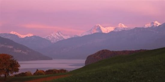 Switzerland Bernese Alps Lake Thun Canvas Art - Panoramic Images (24 x 12)
