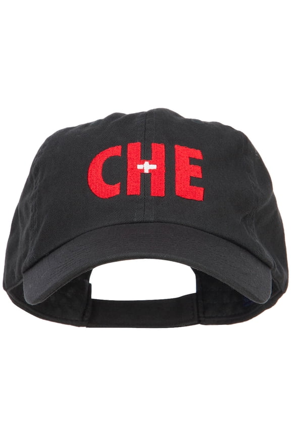 Switzerland CHE Flag Embroidered Low Profile Cap - Black OSFM