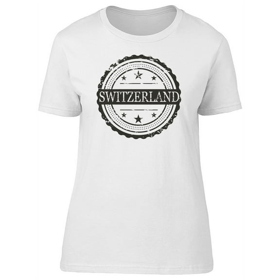 Switzerland Country Grunge Stamp T-Shirt Women -Image by Shutterstock, Female Large