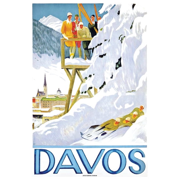 Switzerland Davos 2- Vintage Travel Poster (11x17Inches)