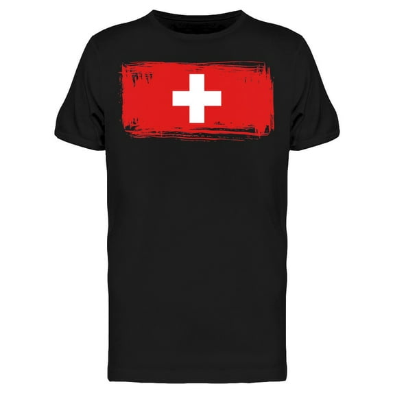 Switzerland Flag Brushsrokes T-Shirt Men -Image by Shutterstock, Male Medium