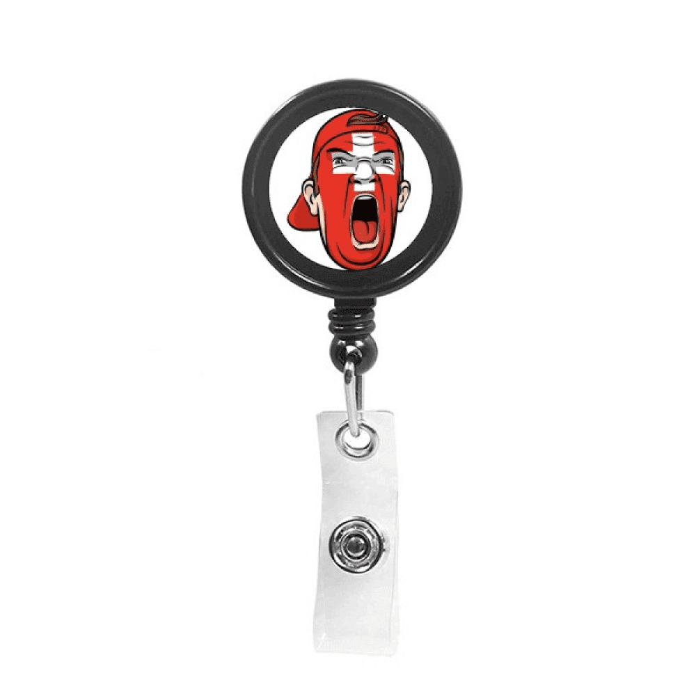 Switzerland Flag Facial Makeup Screang Cap Retractable Keychain Badge Holder ID Badge