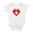 thumbnail image 1 of Switzerland Flag Heart Love Funny Boys Girl Baby Bodysuit, 1 of 5