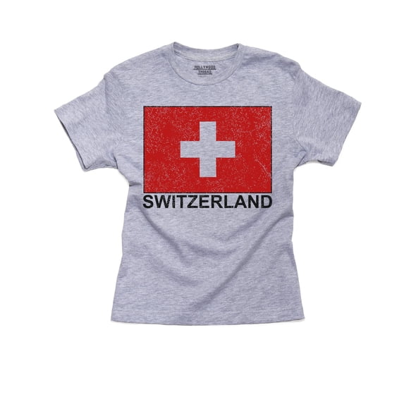 Switzerland Flag - Special Vintage Edition Boy's Cotton Youth Grey T-Shirt