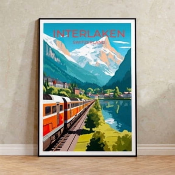 Switzerland Interlaken Travel Poster, Poster Home Decor, Poster Only